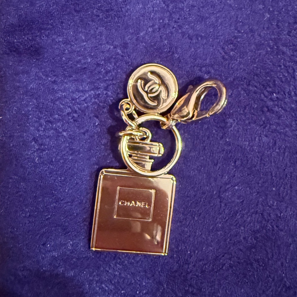 CHANEL Gold Perfume Bottle Keychain